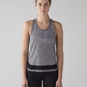 Lululemon Smooth Stride Tank (UV Protection)Sea Spray Alpine White Dark Chrome